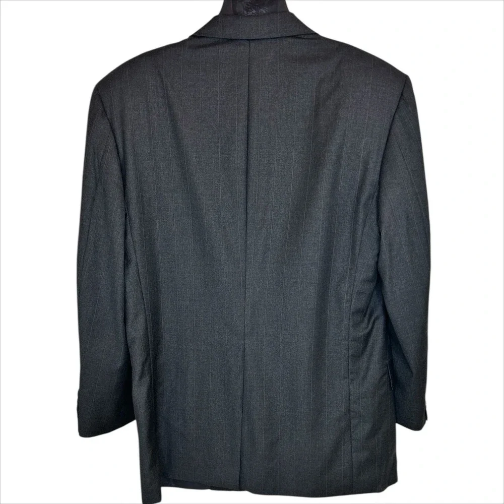 Hickey Freeman Loro Piana‎ 120s Wool Suit Jacket 41R Gray White Pinstripe Blazer
